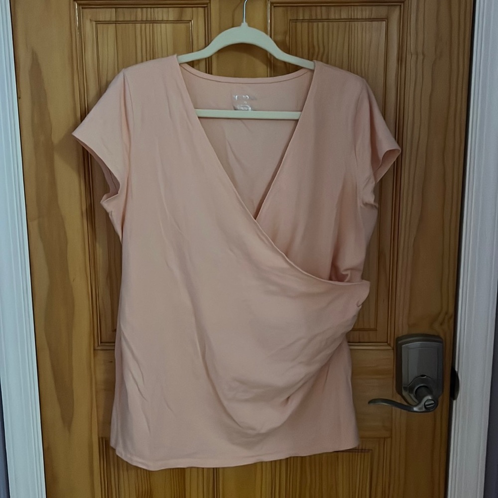 Coral crisscrossed front cotton top